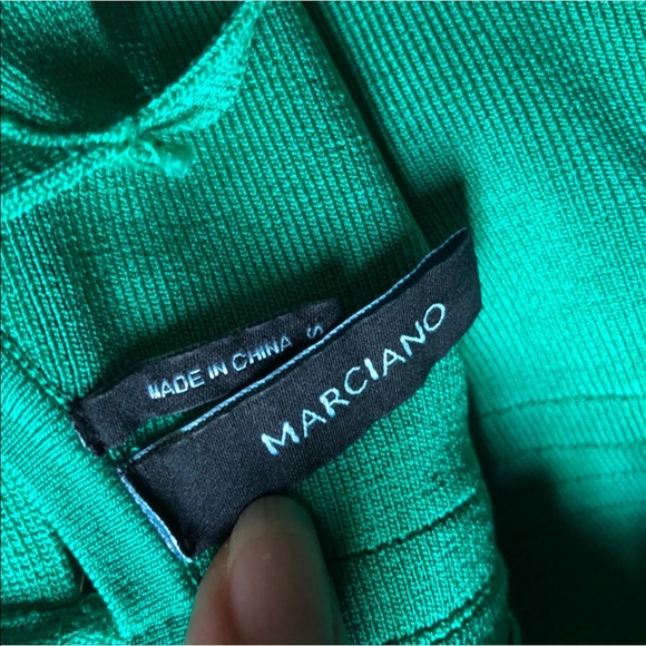 Marciano buckle strap teal keyhole cut out body con bandage dress. Size S - Picture 6 of 7